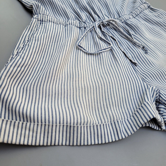 Sneak Peak Tencel Denim Light Weight Chambray Striped Sleeveless Romper S - Picture 4 of 8